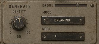 SILT GENERATE section with the DRONE slider, MOOD and ROOT