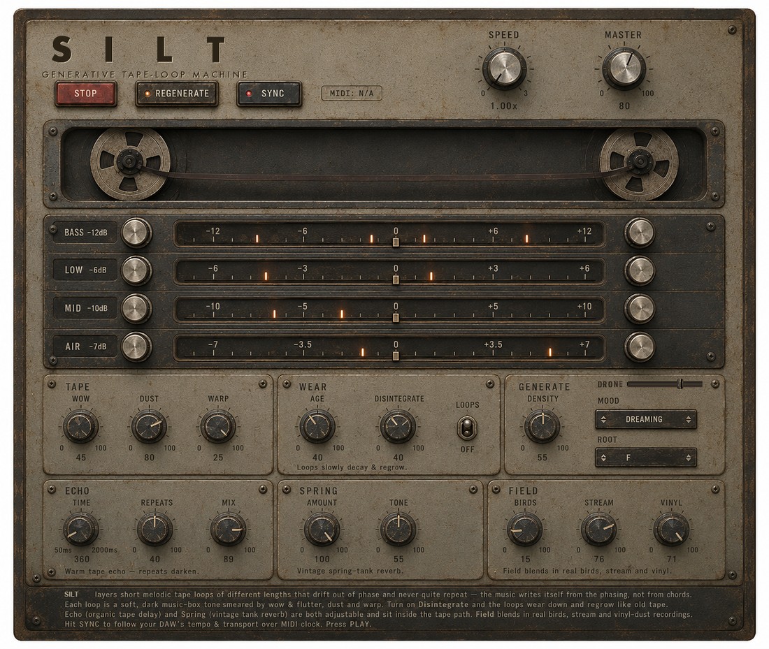 The SILT faceplate — tape-loop instrument controls.